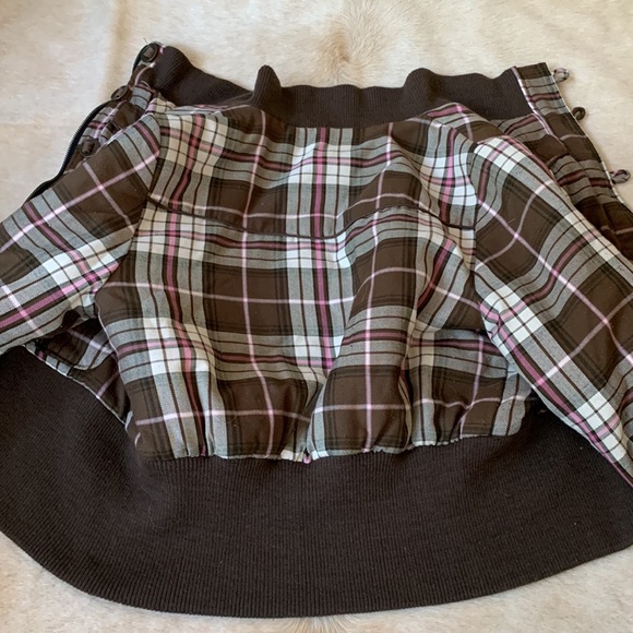 VINTAGE Rare 90s “Virgin Only” Plaid Bomber Jacket in Brown & Pink - Picture 14 of 14